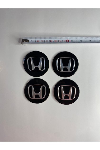 Honda Kırmızı-Siyah Zemin Krom Yazı Yapıştırma Jant Göbek Stickerı 4 Adet