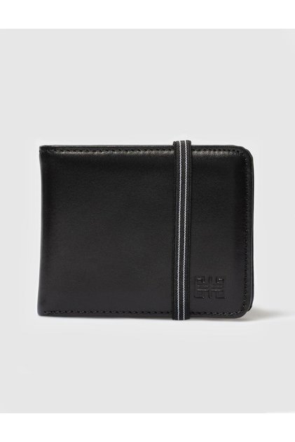 Genuine Leather Elastic Black Men's Wallet