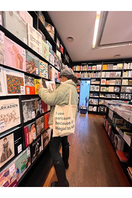 I use sarcasm because tasarım Kalın Rips Tote Bag Çanta, Pinterest Çanta, Omuz Çantası