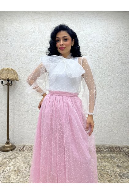 White Organza Tulle Blouse