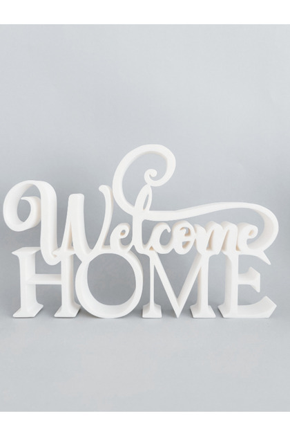 3D Baskı Welcome Home Yazılı Modern Dekoratif Hediyelik Masaüstü Dekor Obje Biblo Duvar ve Kapı Süsü