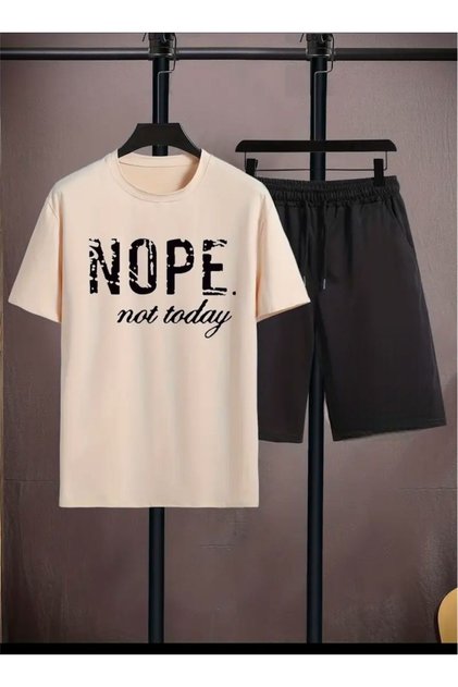 Nope Printed T-Shirt Short Wide Leg Comfortable Fit Black Bottom Black Top Short Set