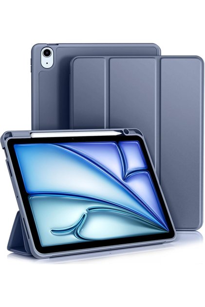 Apple İPad Air 11 inç M2 2024 Uyumlu Kılıf Pen Slot Charging Case Kalem Bölmeli A2902 A2903 A2904