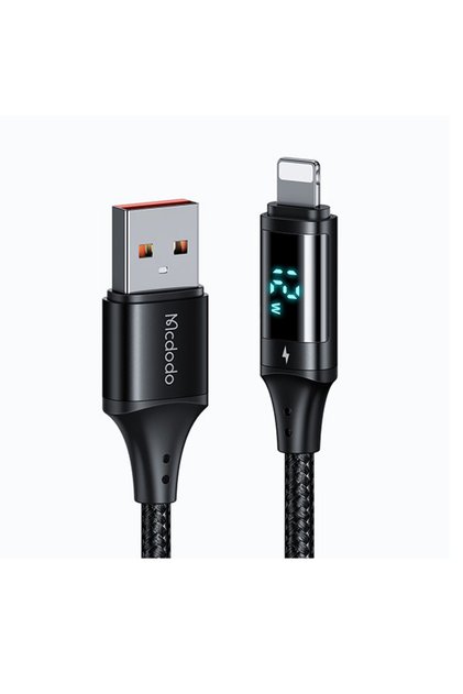 CA-1060 DİJİTAL EKRANLI LİGHTNİNG HIZLI DATAŞARJ KABLOSU 3A 1.2MSİYAH