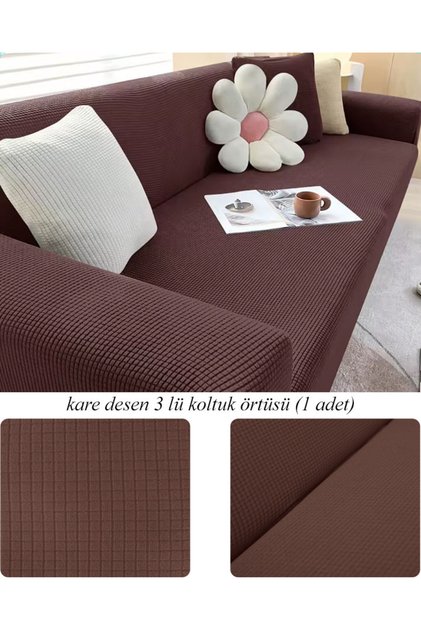Stretch Elastic Stretchable Washable Square Pattern Armchair Three-Seater Sofa Cover Seat Cover (One Piece)