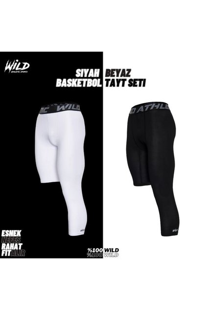 Basketball Single Leg Long 3/4 Sports Leggings Left Long Black White