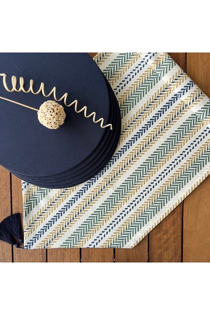 American Service, New Season Retro Tk 6-Piece Navy Blue Color Supla and Runner Cover Set