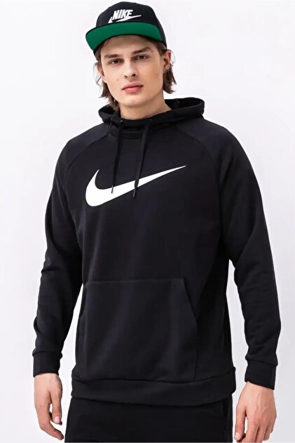 Dri-Fit Pullover Training Hoodie Erkek Siyah Spor Sweatshrit