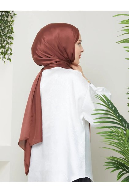 Women's Shiny Satin Textured Hijab Evening Dress Chiffon Janjan Shawl