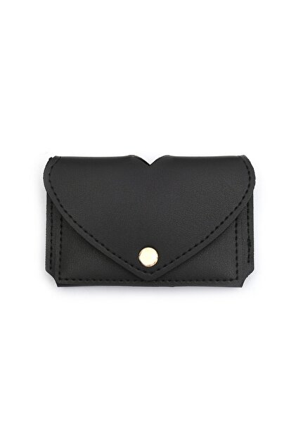 Women's Card Holder Heart Wallet Accessory with Black Card Compartment