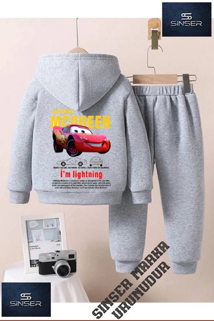 Hooded Children's "Mecquin Back Print" Printed Tracksuit Set