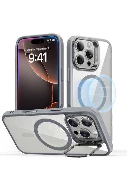 iPhone 15 Pro Uyumlu Kenarları Renkli Stand Magsafe Kılıf