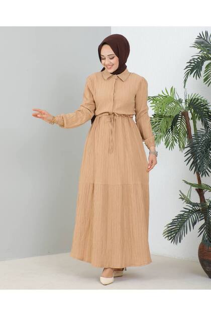 Lara Half-Buttoned Shirt Collar Dress
