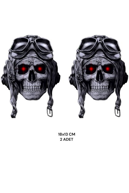 MOTORCU KURU KAFA STİCKER 2 ADET MOTORSİKLET KASK LAPTOP DOLAP