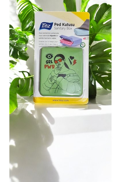 Hijyenik Plastik Kilit Kapaklı Ped Kutusu Karışık Desen Renk 1 Adet Plastik
