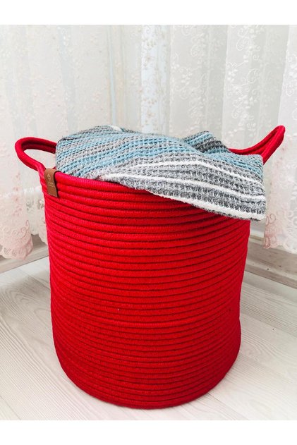Wicker Basket, Toy Basket, Multi-Purpose Organizer, Plant Pot, 25 X 25, Red.