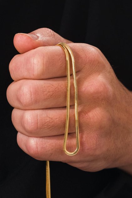 GÜMÜŞ 2.5 MM ALTIN GOLD KAPLAMA YASSI İTALYAN MODEL YILAN ZİNCİR KOLYE
