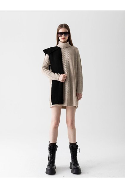 Turtleneck Knitted Cream Dress