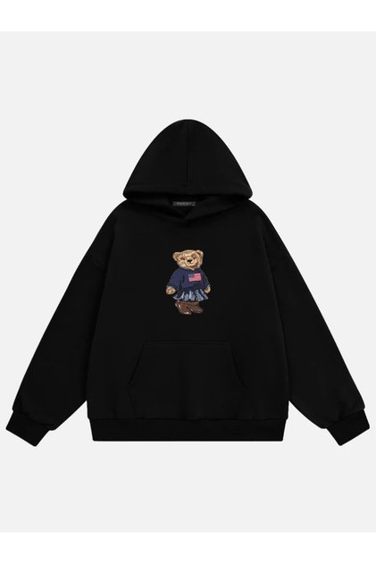 Women's Teddy Girl Printed Hooded Fleece Oversize Sweatshirt