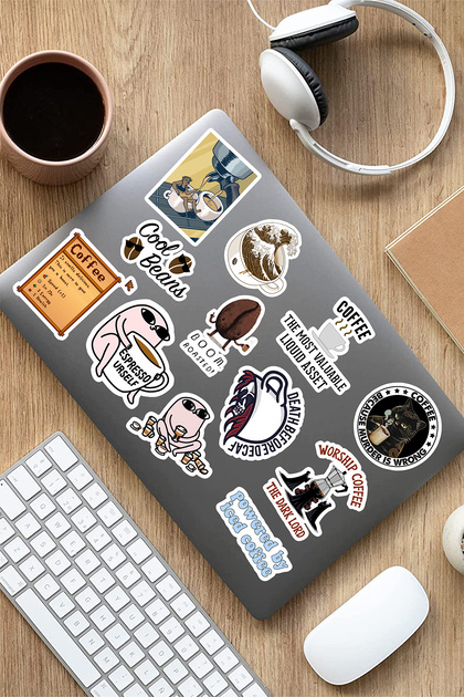 Kahve Temalı Laptop Notebook Tablet Sticker Set 7