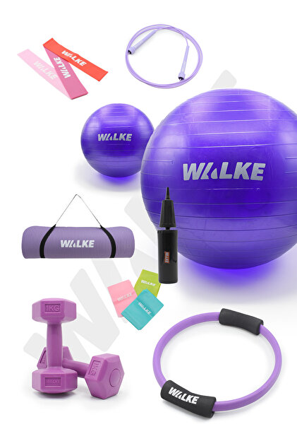 Walke 14 Parça Lüx Pilates Seti 55 Cm Pilates Topu Pilates Matı