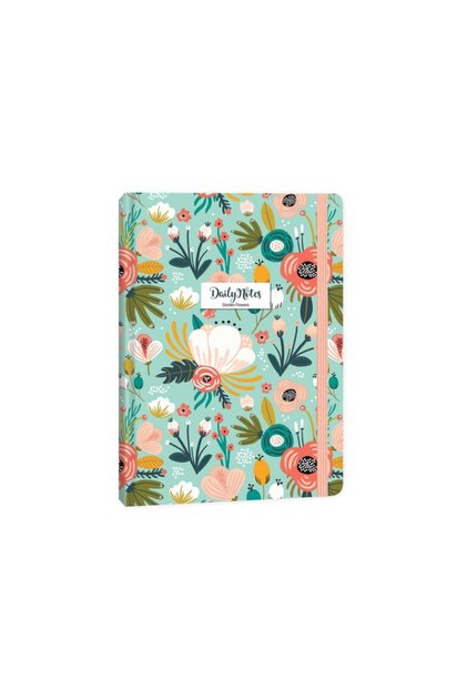 A5 80 Sheets Lined Hard Cover Hardcover Notepad Daily Notes Flowers - Green410260-9