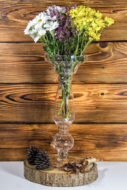 GLASSELLA El Yapımı,vazo, Dekoratif Cam Vazo, Çiçeklik 44cm - 4