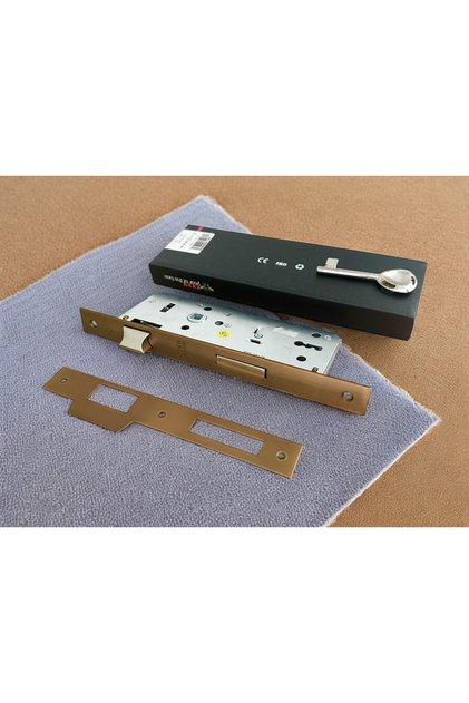 Özen Handles Mat Antik Sarı İç Kapı Gömme Oda Kilit 40/90/23 Kare 40 Mm 1 Adet