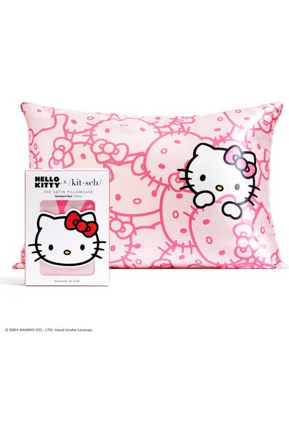 Hello Kitty x Fermuarlı Saten Yastık Kılıfı, 66 x 48 cm