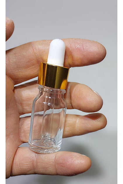 10 Cc Cam Damlalıklı şeffaf Şişe [10 Cc=10ml X 10 Adet] / Ecza Şişesi / Dropper şişe gold renk