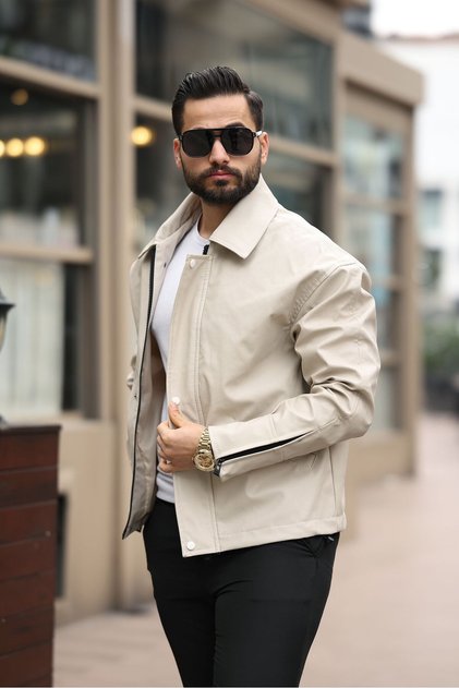 owesize erkek yeni trend deri ceket
