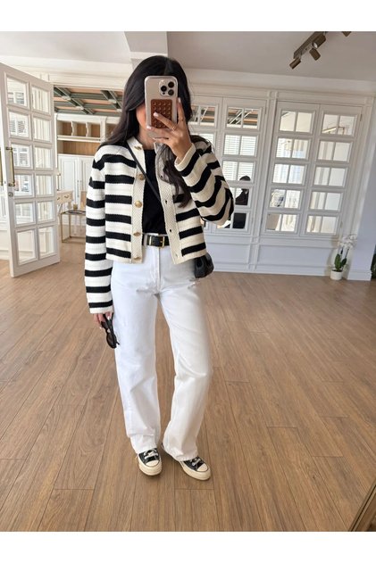 Kadın Beyaz Straight Fit Marka Model Jean Pantolon