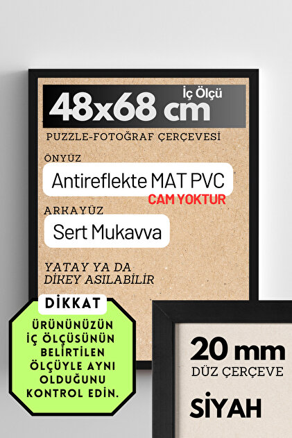 CreaWitch 20mm- 48x68 Cm Şeffaf Pvc Li Camsız Fotoğraf 1000 Parça
