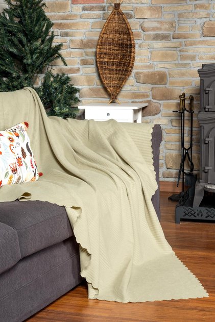 Microfiber Chenille Ribbed Minimalist Sofa Cover - 175X215 Cm, Reversible, Non-Slip, Anti-Sweat Cream