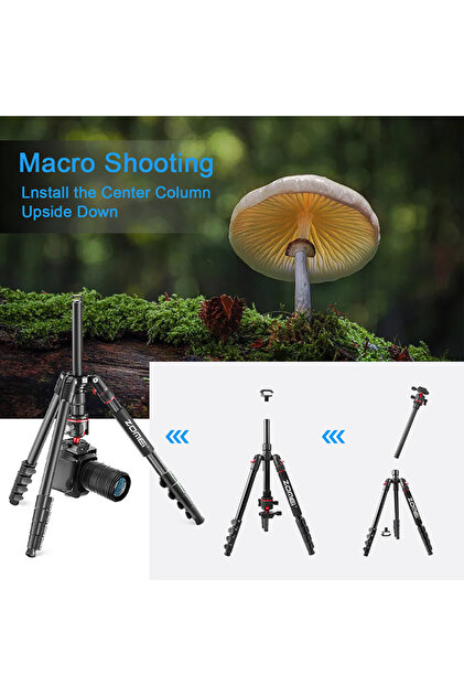 zomei Q200 Profesyonel Tripod/Monopod- Alüminyum Gövde Yapısı 200