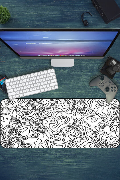 urzuva Monochrome Lines Gaming Oyuncu XL Mouse Pad Kaydırmaz