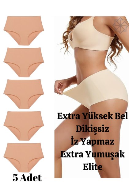 5'li Lazer Kesim Extra Yüksek bel İz Yapmaz Extra Yumuşak Dikişsiz Bato Külot