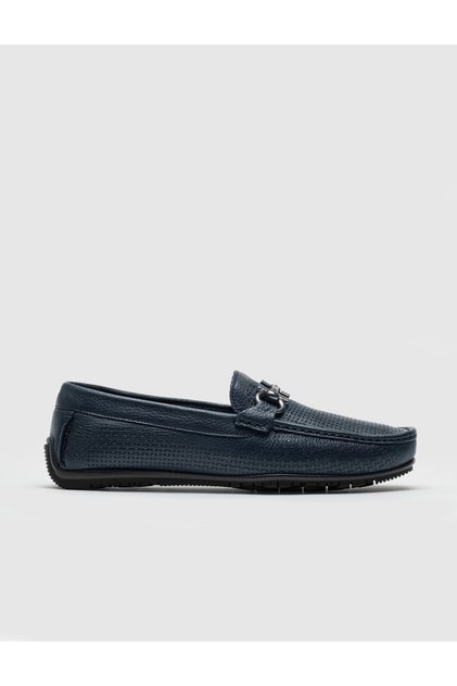 Genuine Leather Navy Blue Men's Loafer