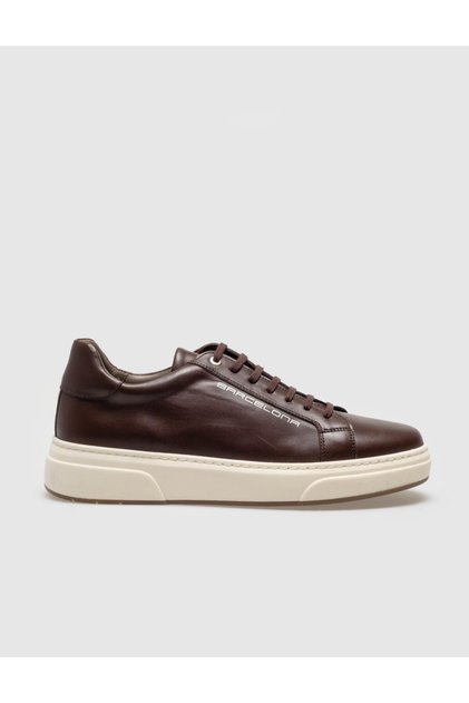 Genuine Leather Brown Lace-Up Men's Sports Shoes