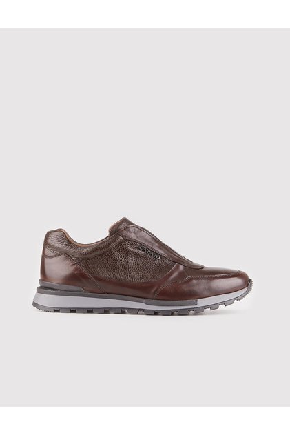 Men's Genuine Leather Light Rubber Sole Brown Sports Shoes