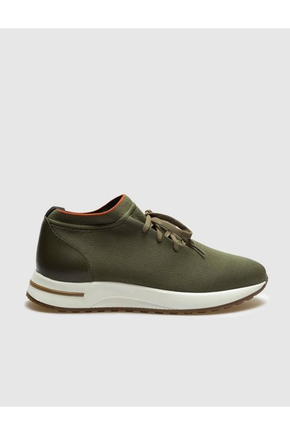 Knit Khaki Lace-Up Men's Sneakers