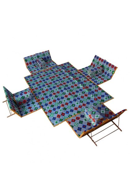 8-person outdoor patio and camping ground seating set - Syrian fabric