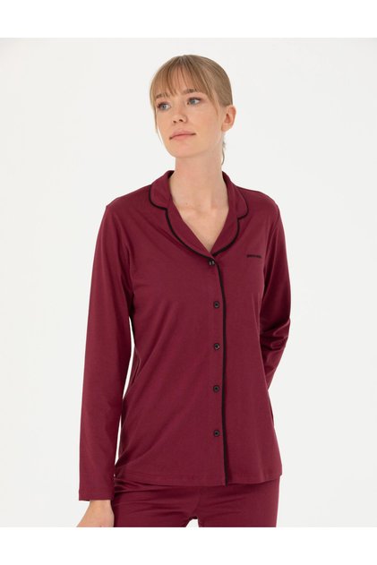 Women's Burgundy Cotton Modal Boxed Pajama Set Q8.U.8O.K2.K.A8.P.C