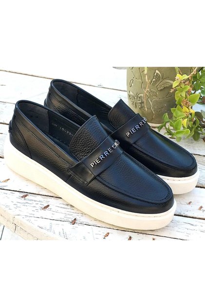 Pce-10499 Men's Genuine Leather Exlusive Pool Sole Logo Buckle Loafer Shoes