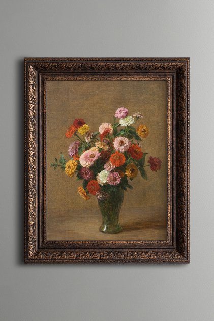 Zinnias - Vintage Patterned Frame