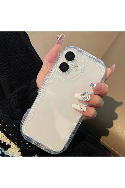 Iphone 16 Compatible Case Shockproof Soft Silicone Transparent Case with Wave Edge