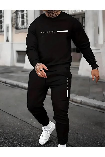 BALANCE Baskılı Kapüşonlu Sweatshirt Eşofman Alt Üst Takımı