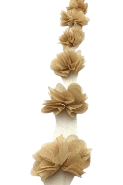 24 Pieces of Beige Laser Cut Tulle Flowers