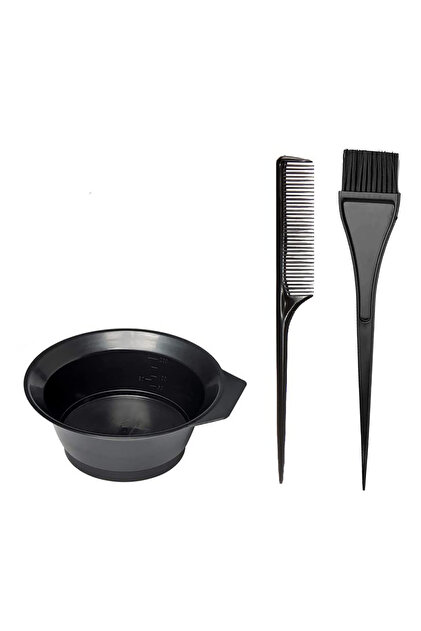 3lü Set Saç Boyası Kabı Tası Boya Fırçası Ve Krepe Tarak Kuaför Saç Açıcı Boyama Kabı Seti Dayanıklı