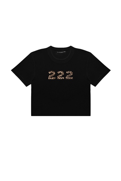 222 Printed Black Crop Top